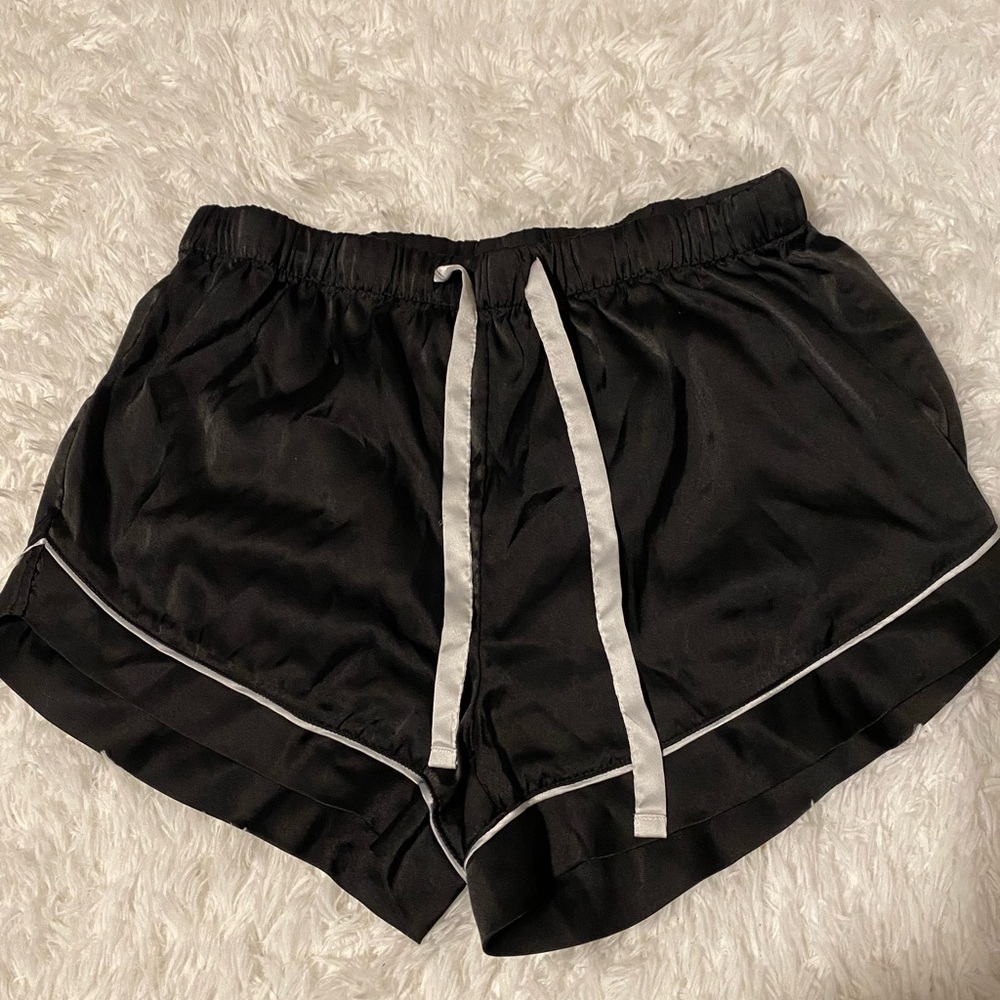Black Women's Sleep Shorts with White Trim